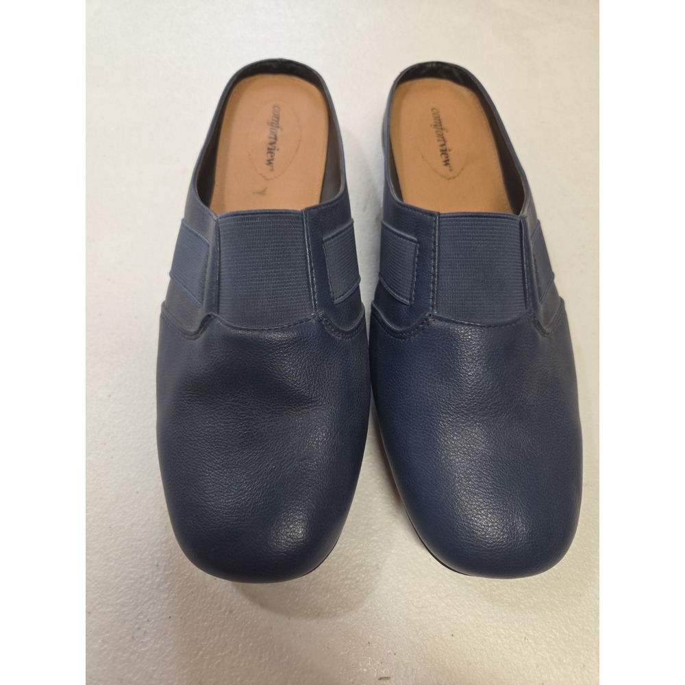 Comfortview Sarah Mule Clogs Womens 10M Navy Blue Slip On Comfort Shoes